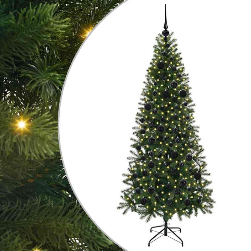 Sztuczna choinka z 300 diodami LED Zielony 180 cm PE i PVC