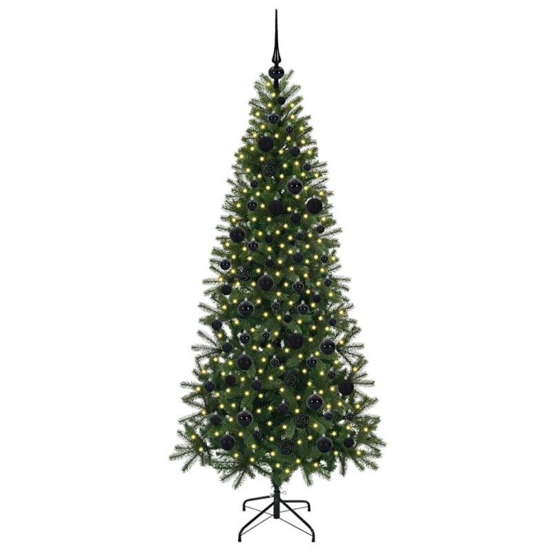 Sztuczna choinka z 300 diodami LED Zielony 180 cm PE i PVC