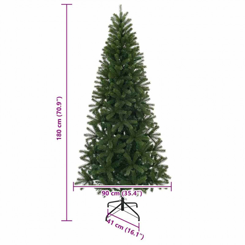 Sztuczna choinka z 300 diodami LED Zielony 180 cm PE i PVC