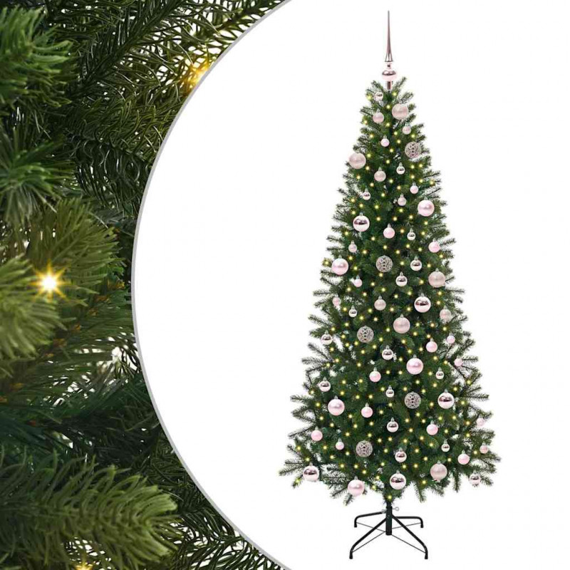 Sztuczna choinka z 300 diodami LED Zielony 180 cm PE i PVC