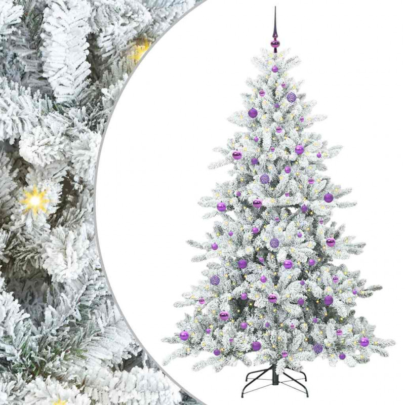 Sztuczna choinka z zawiasami z podstawą Biały 210 cm PVC i stal