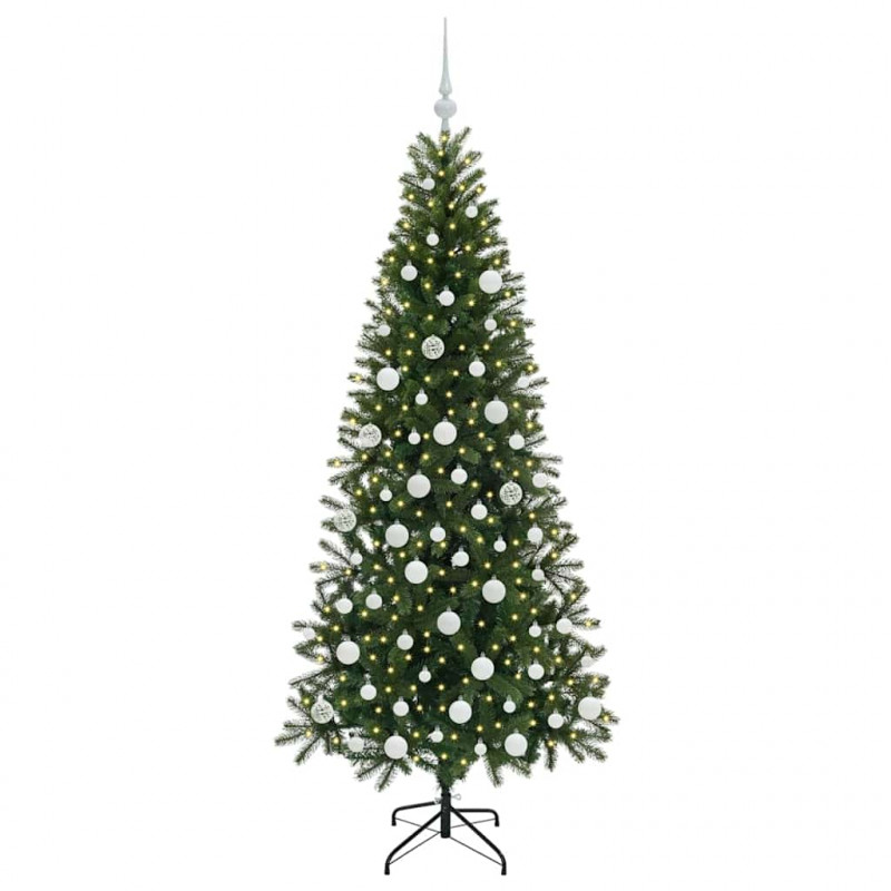 Sztuczna choinka z 300 diodami LED Zielony 180 cm PE i PVC