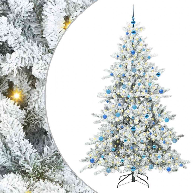 Sztuczna choinka z zawiasami z podstawą Biały 210 cm PVC i stal