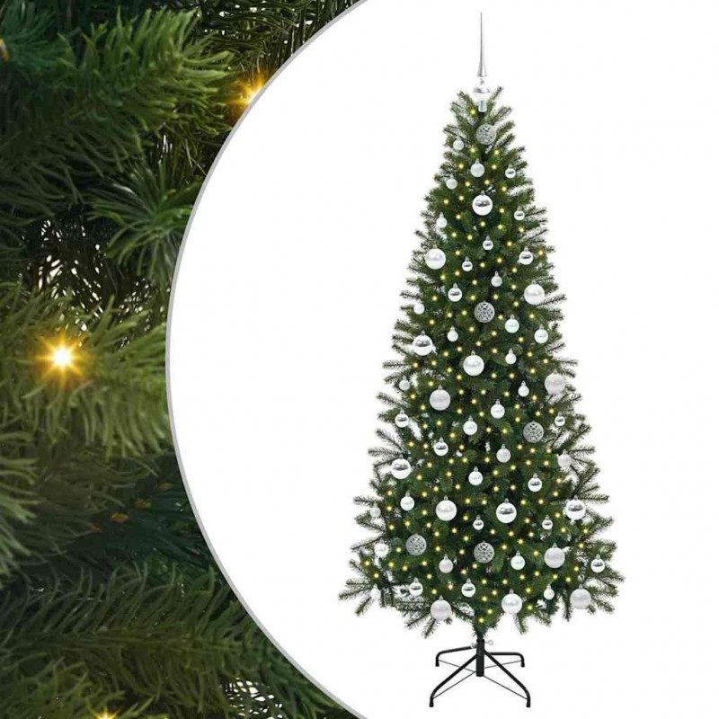 Sztuczna choinka z 300 diodami LED Zielony 180 cm PE i PVC