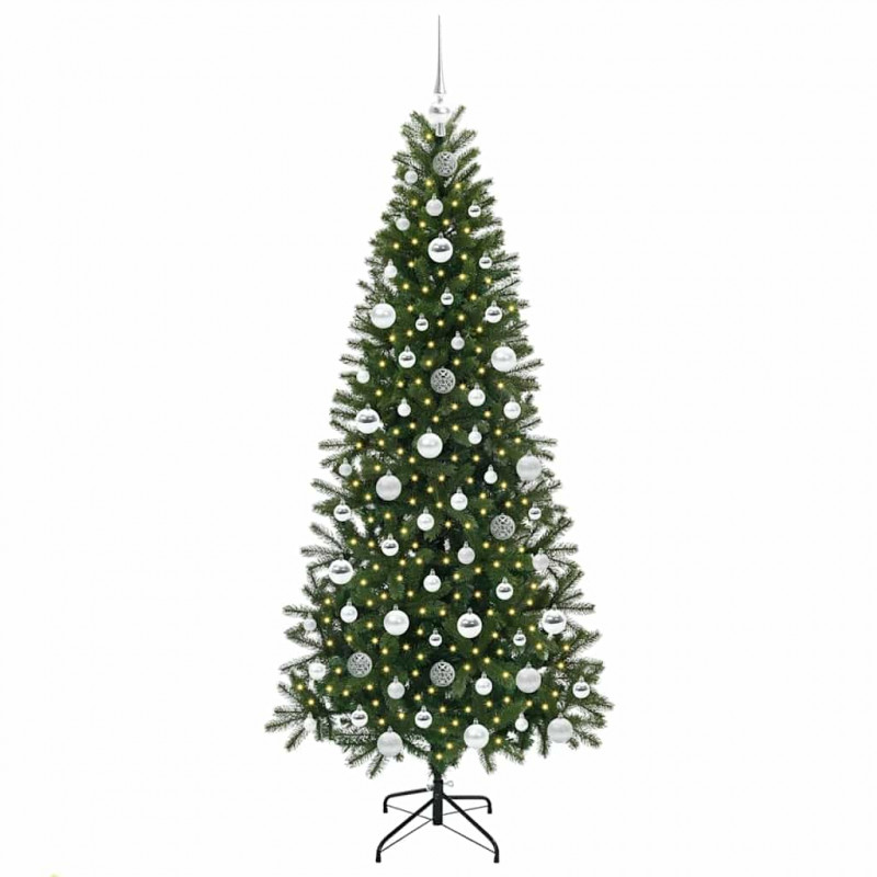 Sztuczna choinka z 300 diodami LED Zielony 180 cm PE i PVC
