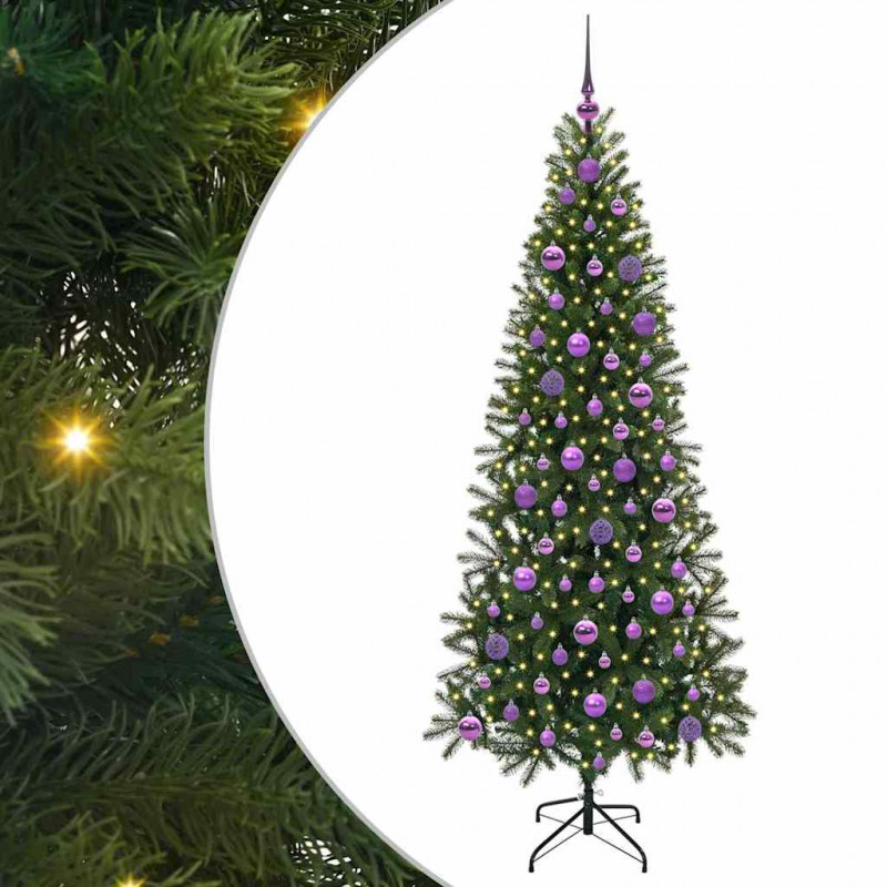 Sztuczna choinka z 300 diodami LED Zielony 180 cm PE i PVC