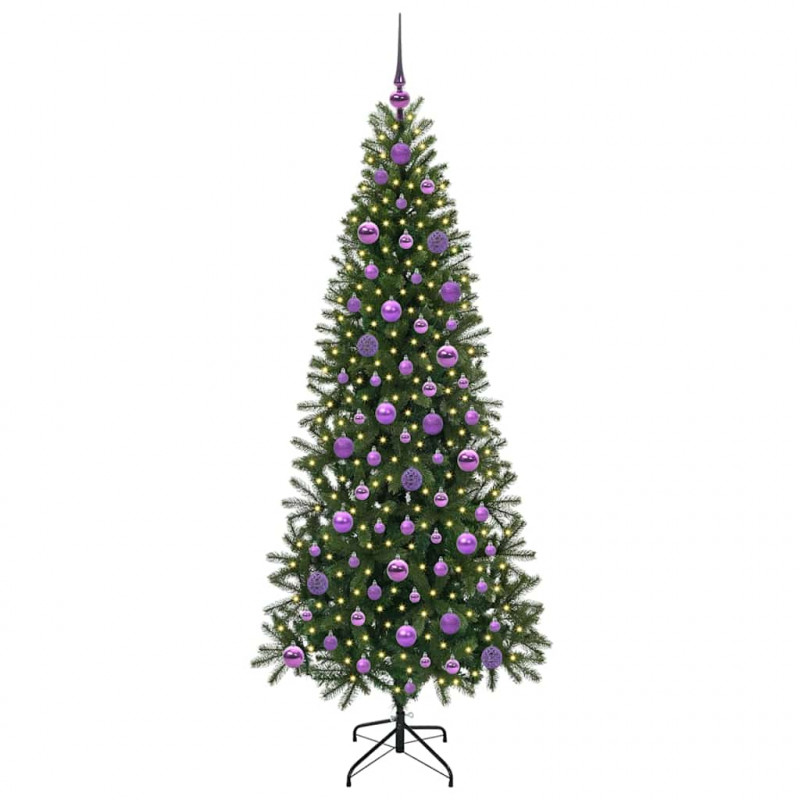 Sztuczna choinka z 300 diodami LED Zielony 180 cm PE i PVC