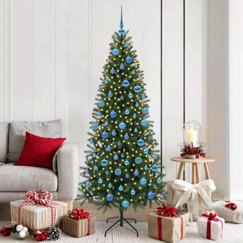Sztuczna choinka z 300 diodami LED Zielony 180 cm PE i PVC