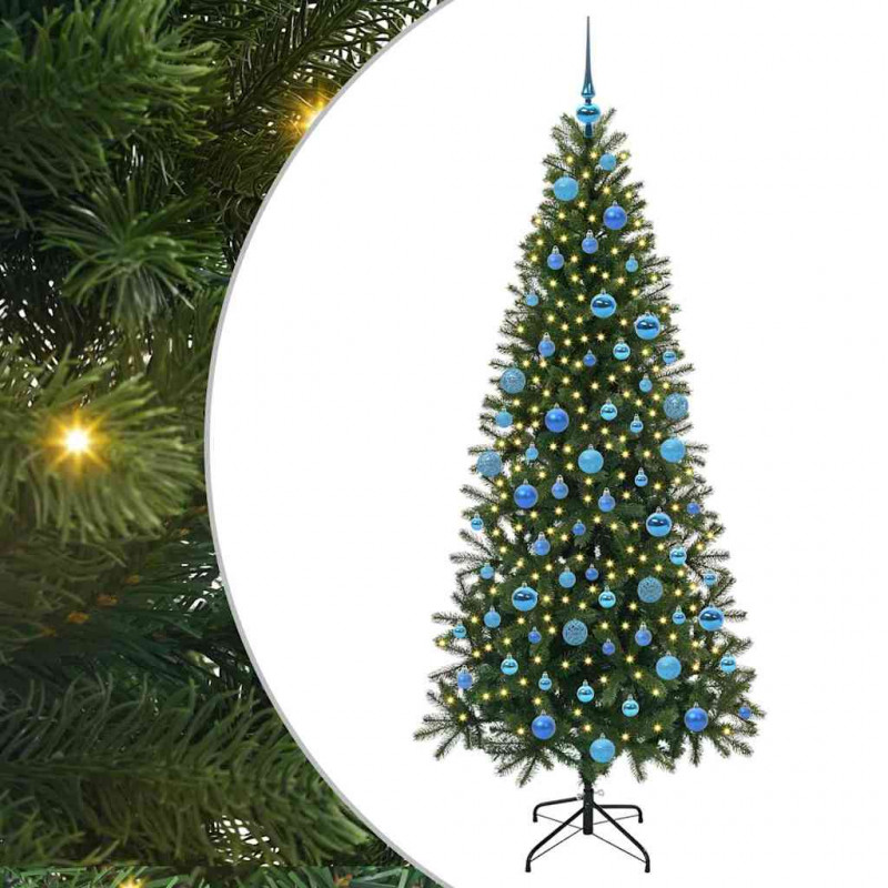 Sztuczna choinka z 300 diodami LED Zielony 180 cm PE i PVC