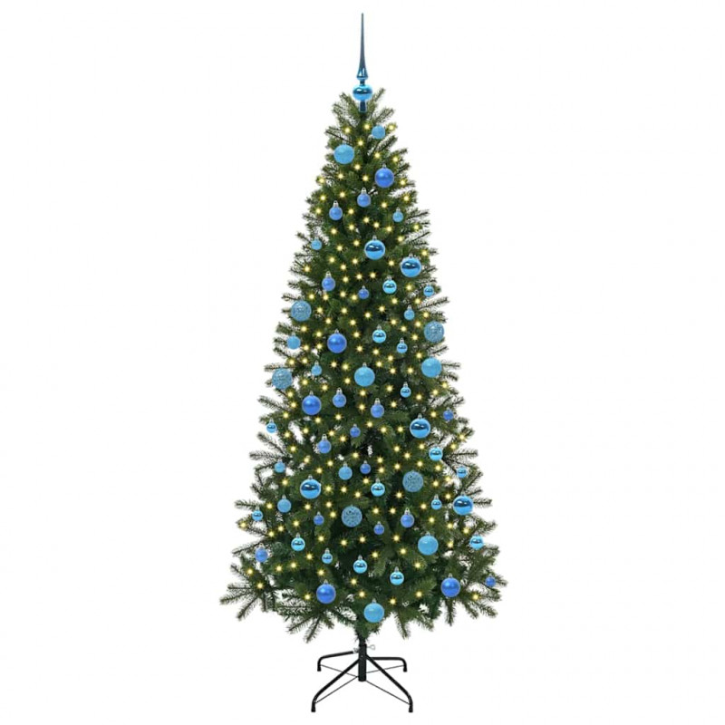 Sztuczna choinka z 300 diodami LED Zielony 180 cm PE i PVC