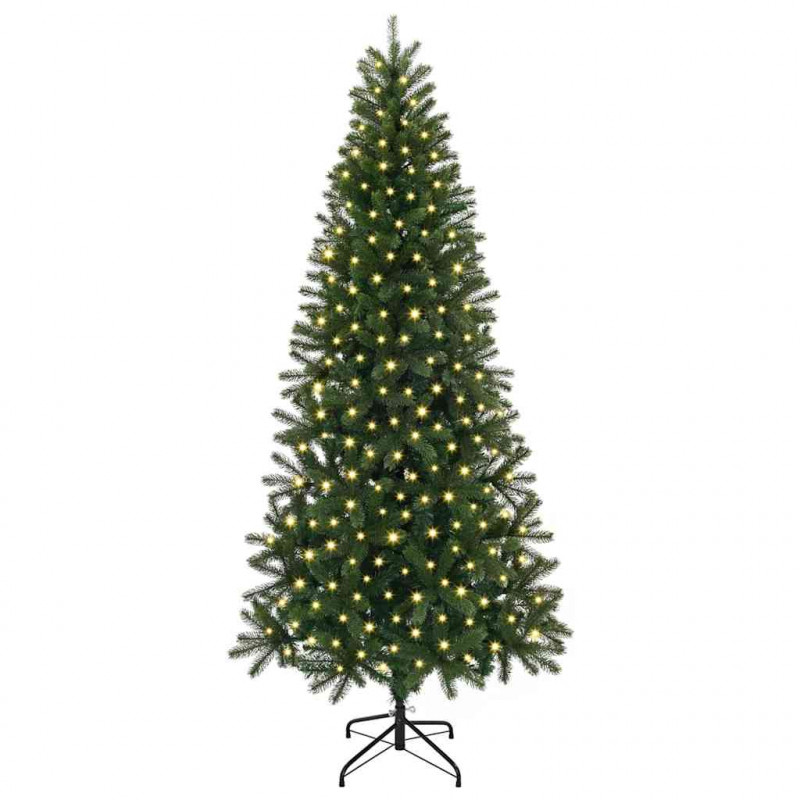 Sztuczna choinka z 300 diodami LED Zielony 210 cm PE i PVC