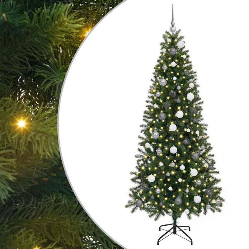 Sztuczna choinka z 300 diodami LED Zielony 210 cm PE i PVC