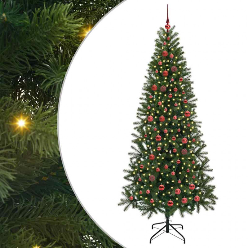Sztuczna choinka z 300 diodami LED Zielony 210 cm PE i PVC