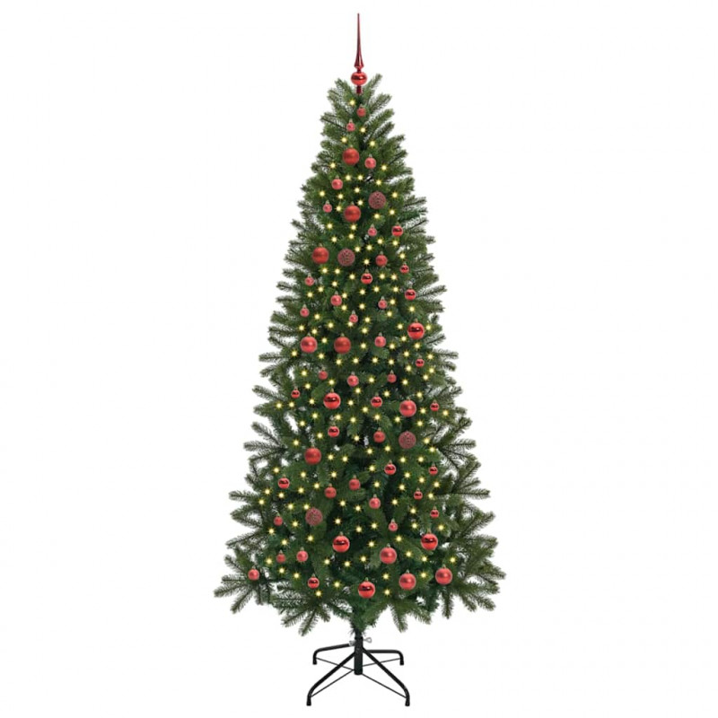 Sztuczna choinka z 300 diodami LED Zielony 210 cm PE i PVC