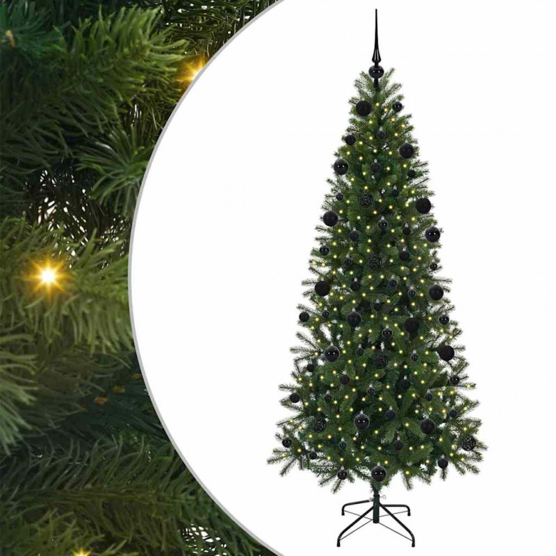 Sztuczna choinka z 300 diodami LED Zielony 210 cm PE i PVC