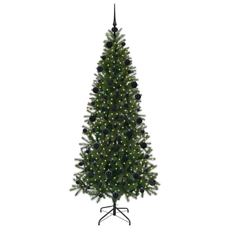 Sztuczna choinka z 300 diodami LED Zielony 210 cm PE i PVC