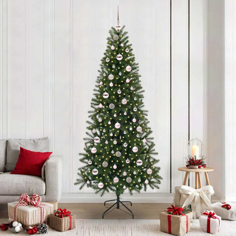 Sztuczna choinka z 300 diodami LED Zielony 210 cm PE i PVC