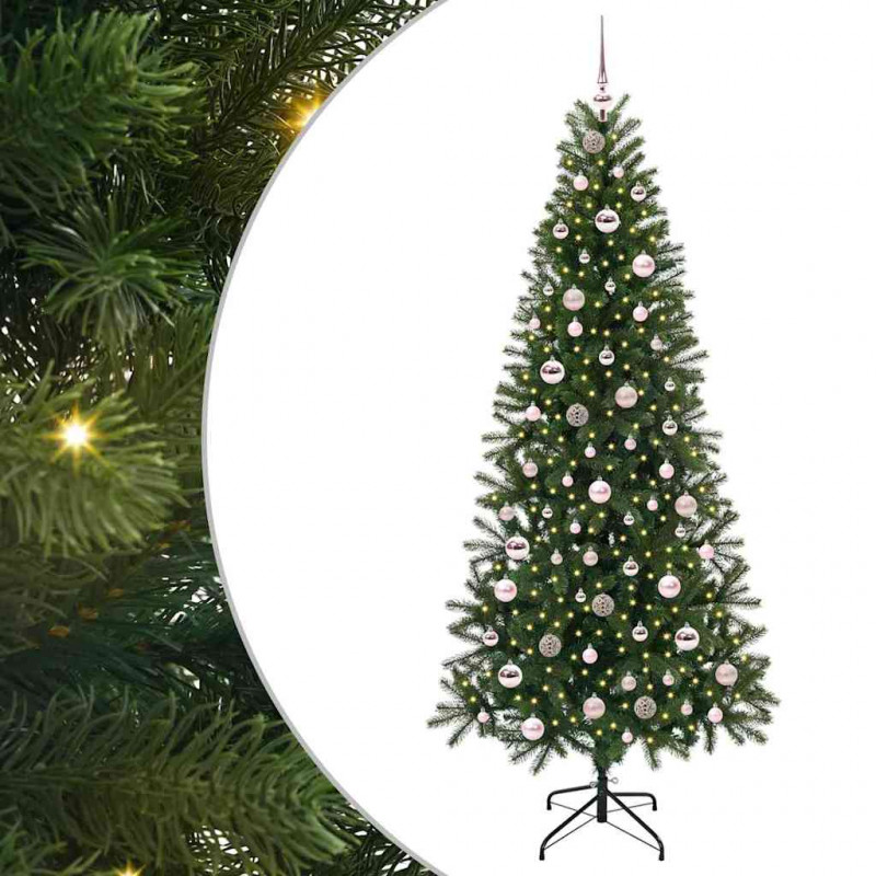 Sztuczna choinka z 300 diodami LED Zielony 210 cm PE i PVC
