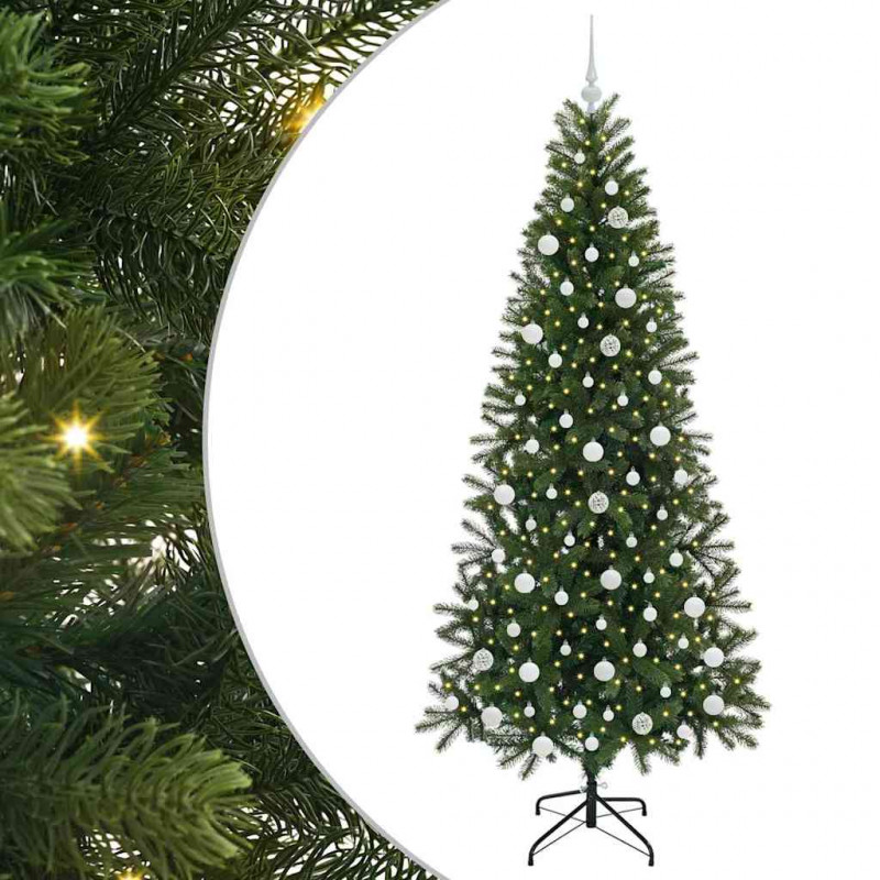 Sztuczna choinka z 300 diodami LED Zielony 210 cm PE i PVC