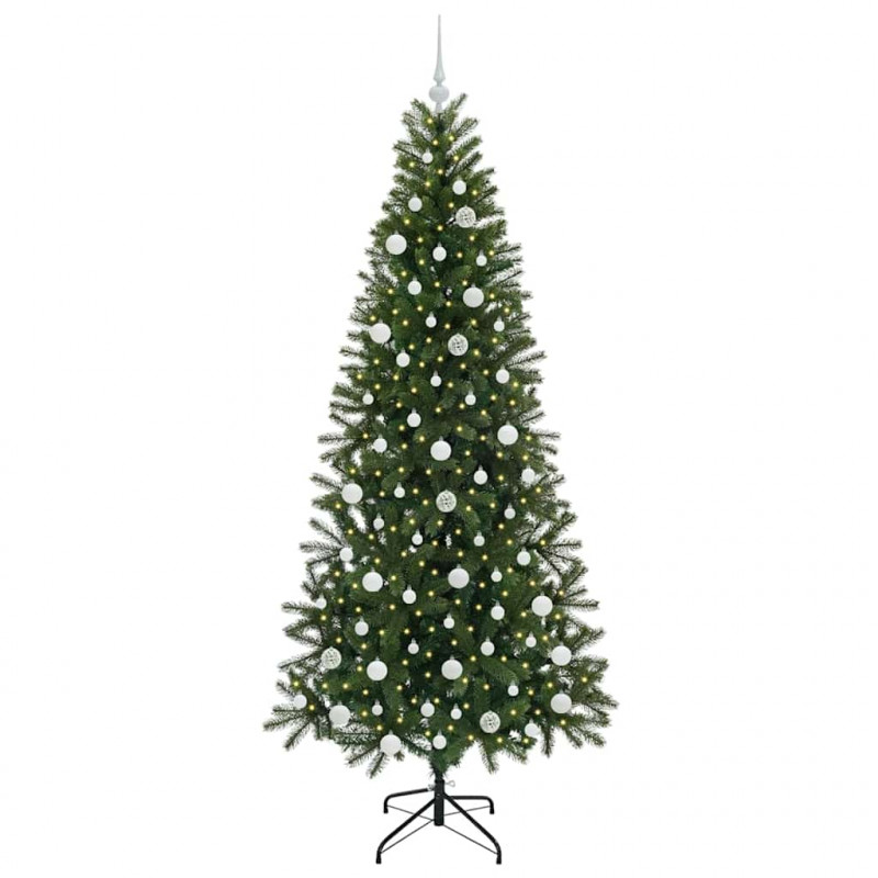 Sztuczna choinka z 300 diodami LED Zielony 210 cm PE i PVC