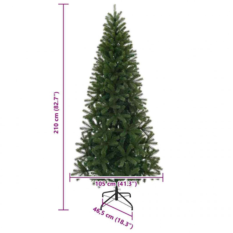 Sztuczna choinka z 300 diodami LED Zielony 210 cm PE i PVC