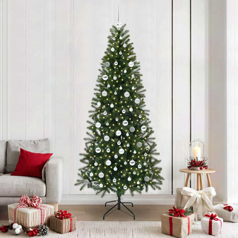 Sztuczna choinka z 300 diodami LED Zielony 210 cm PE i PVC