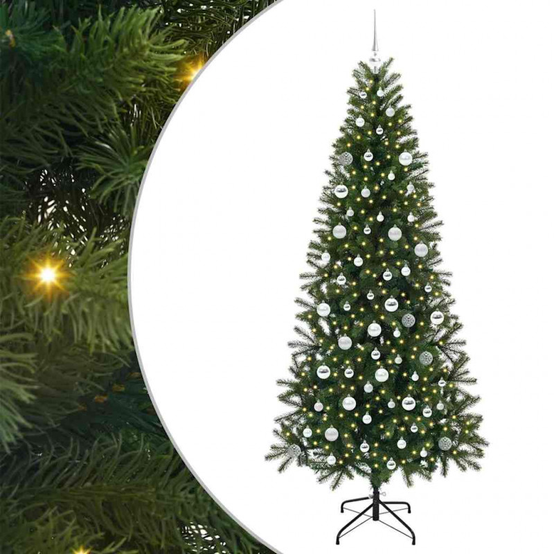 Sztuczna choinka z 300 diodami LED Zielony 210 cm PE i PVC