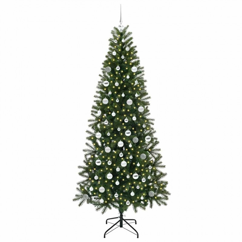 Sztuczna choinka z 300 diodami LED Zielony 210 cm PE i PVC