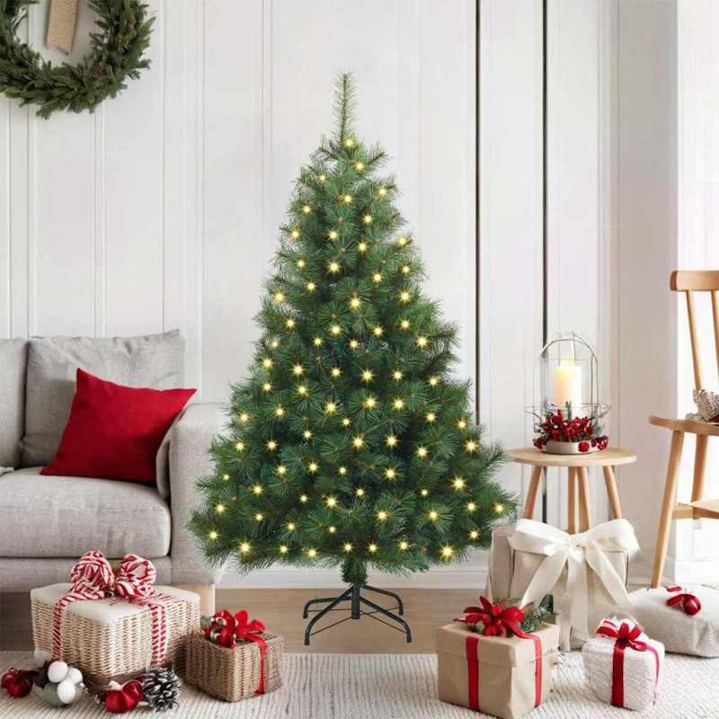 Sztuczna choinka z 150 diodami LED Zielony 120 cm PE i PVC