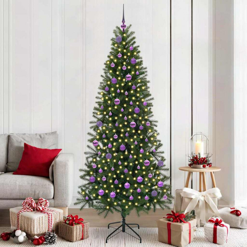 Sztuczna choinka z 300 diodami LED Zielony 210 cm PE i PVC