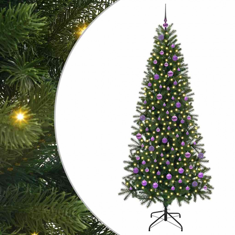Sztuczna choinka z 300 diodami LED Zielony 210 cm PE i PVC