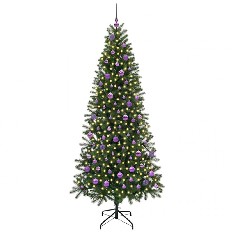 Sztuczna choinka z 300 diodami LED Zielony 210 cm PE i PVC