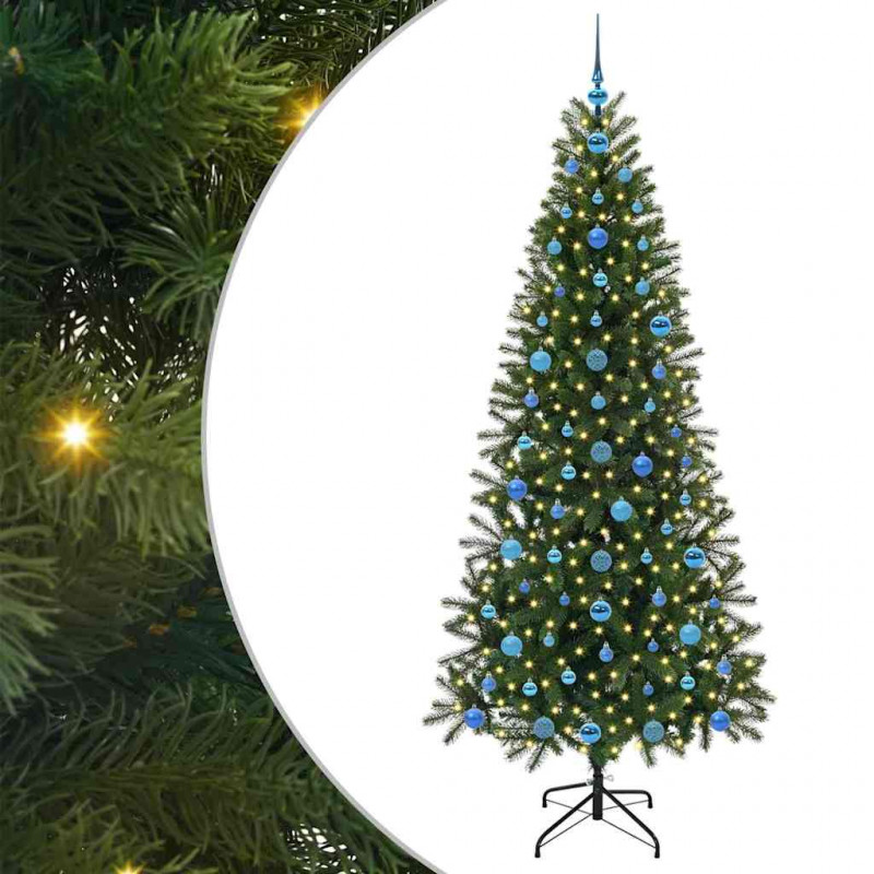 Sztuczna choinka z 300 diodami LED Zielony 210 cm PE i PVC