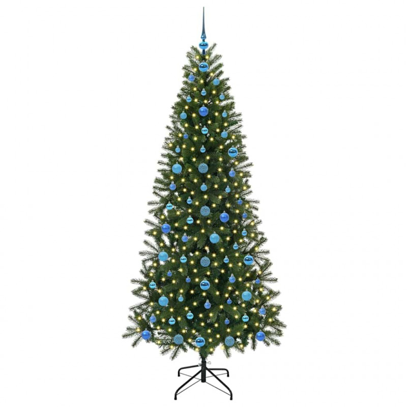 Sztuczna choinka z 300 diodami LED Zielony 210 cm PE i PVC