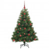 Sztuczna choinka z 150 diodami LED Zielony 120 cm PE i PVC
