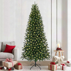 Sztuczna choinka z 300 diodami LED Zielony 240 cm PE i PVC