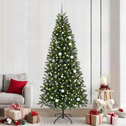 Sztuczna choinka z 300 diodami LED Zielony 240 cm PE i PVC