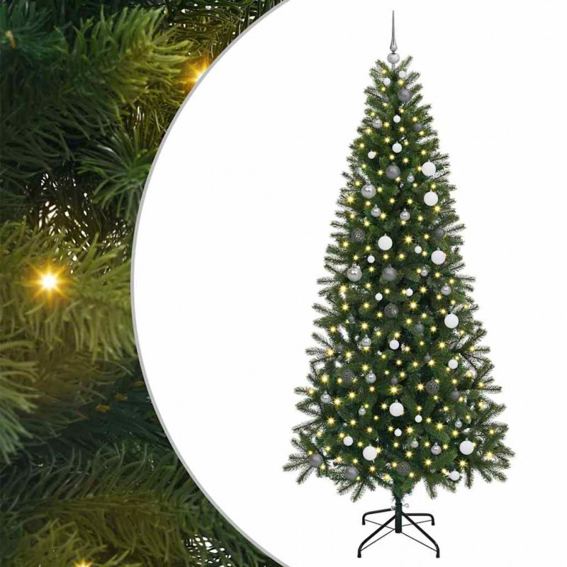 Sztuczna choinka z 300 diodami LED Zielony 240 cm PE i PVC