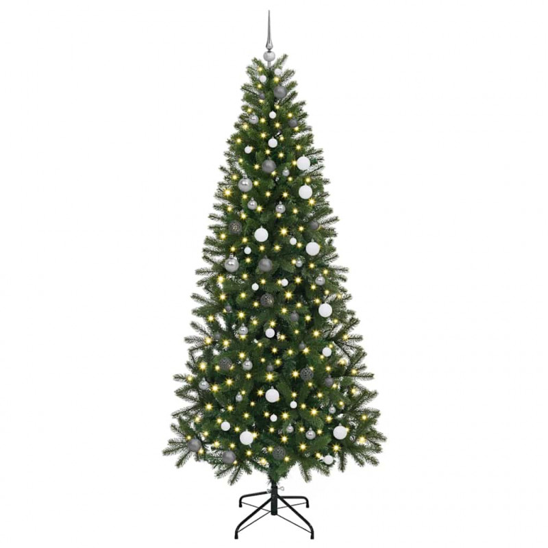 Sztuczna choinka z 300 diodami LED Zielony 240 cm PE i PVC
