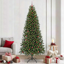 Sztuczna choinka z 300 diodami LED Zielony 240 cm PE i PVC