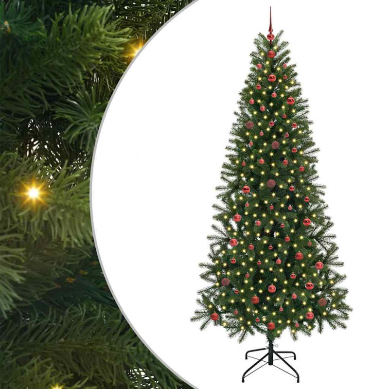 Sztuczna choinka z 300 diodami LED Zielony 240 cm PE i PVC