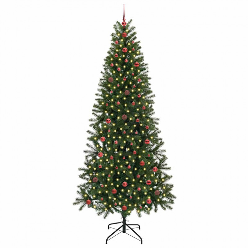 Sztuczna choinka z 300 diodami LED Zielony 240 cm PE i PVC