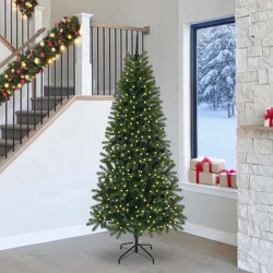 Sztuczna choinka z 300 diodami LED Zielony 240 cm PE i PVC