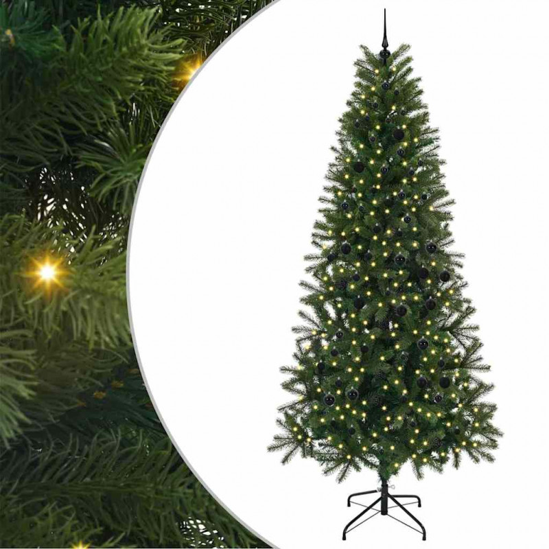 Sztuczna choinka z 300 diodami LED Zielony 240 cm PE i PVC