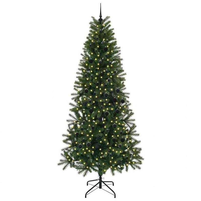 Sztuczna choinka z 300 diodami LED Zielony 240 cm PE i PVC