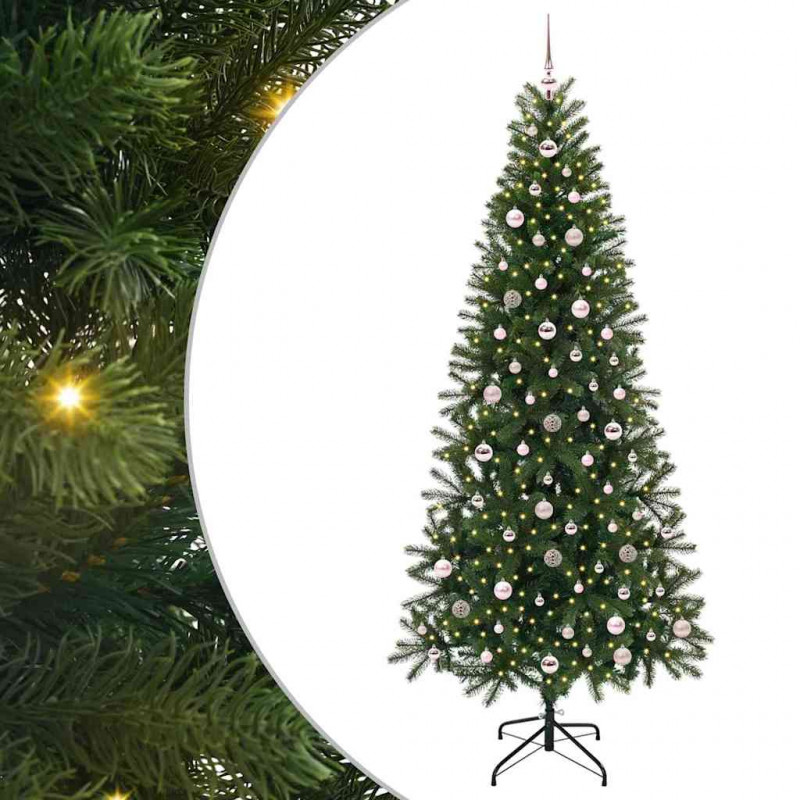 Sztuczna choinka z 300 diodami LED Zielony 240 cm PE i PVC