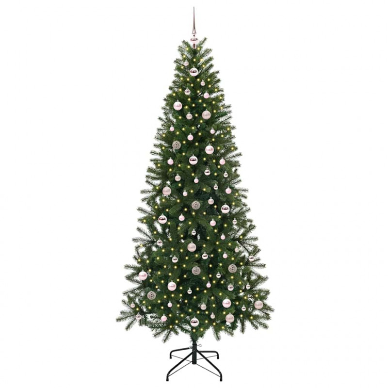 Sztuczna choinka z 300 diodami LED Zielony 240 cm PE i PVC