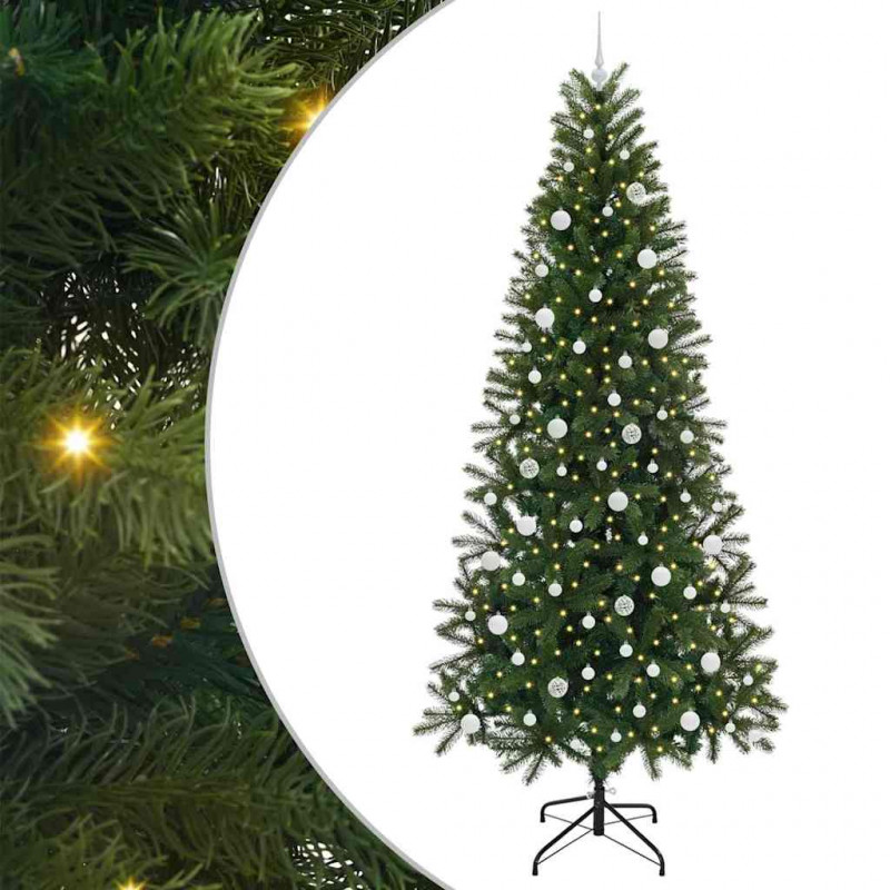 Sztuczna choinka z 300 diodami LED Zielony 240 cm PE i PVC