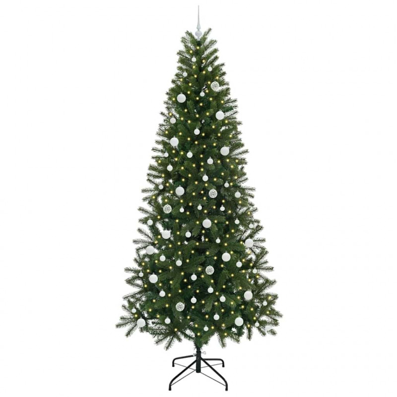Sztuczna choinka z 300 diodami LED Zielony 240 cm PE i PVC