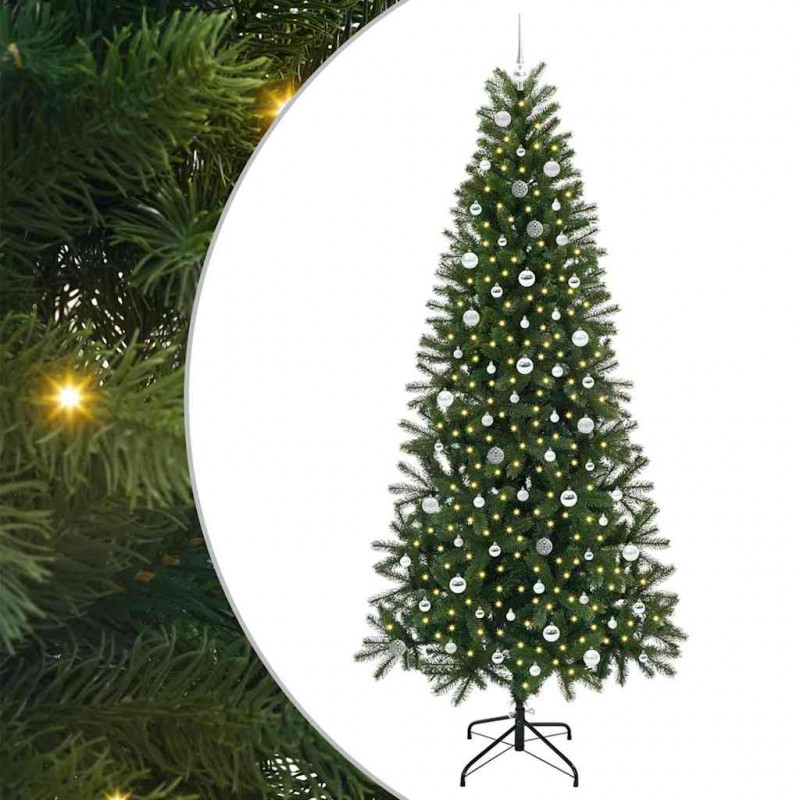 Sztuczna choinka z 300 diodami LED Zielony 240 cm PE i PVC